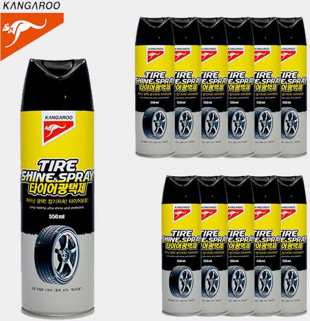 캉가루 타이어광택제 차량용 세차관리, 550ml, 12개