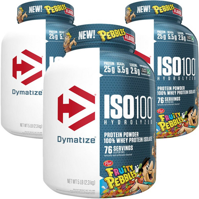 Dymatize Iso100水解乳清蛋白粉 水果麥片風味, 2.3kg, 3罐
