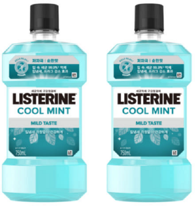 리스테린 쿨민트 구강청결제, 750ml, 2개
