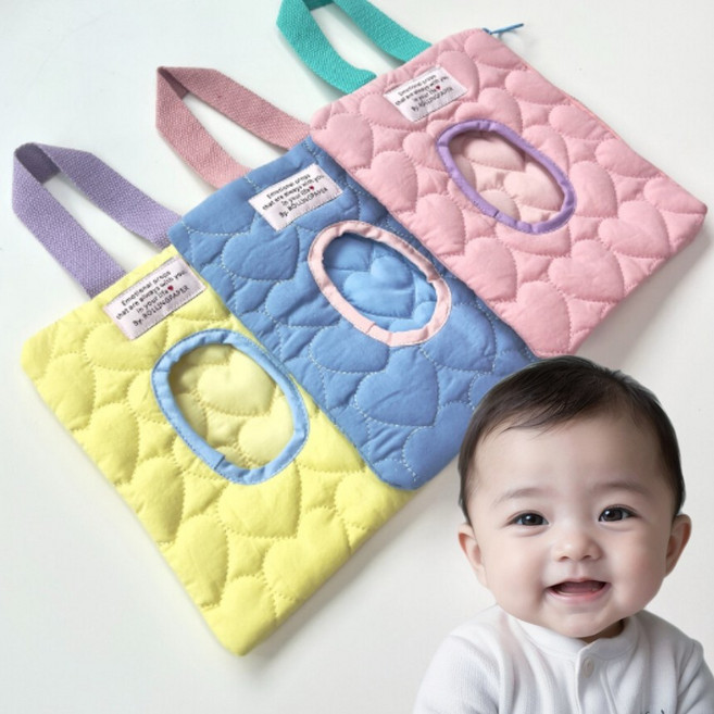 [1+1] 미리샘 물티슈 파우치 가방, 1개, 베이비옐로우+베이비핑크