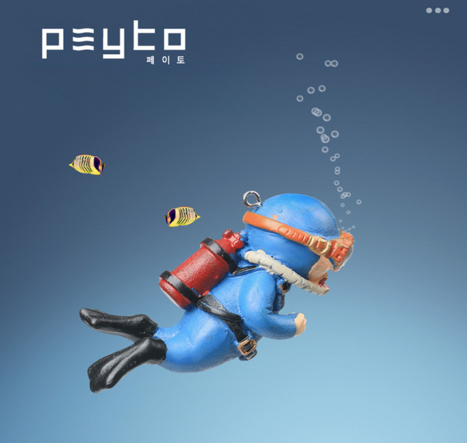 페이토 떠다니는 둥둥이 어항 장식 수족관 꾸미기 용품, 수영하는 파란 잠수부, 1개