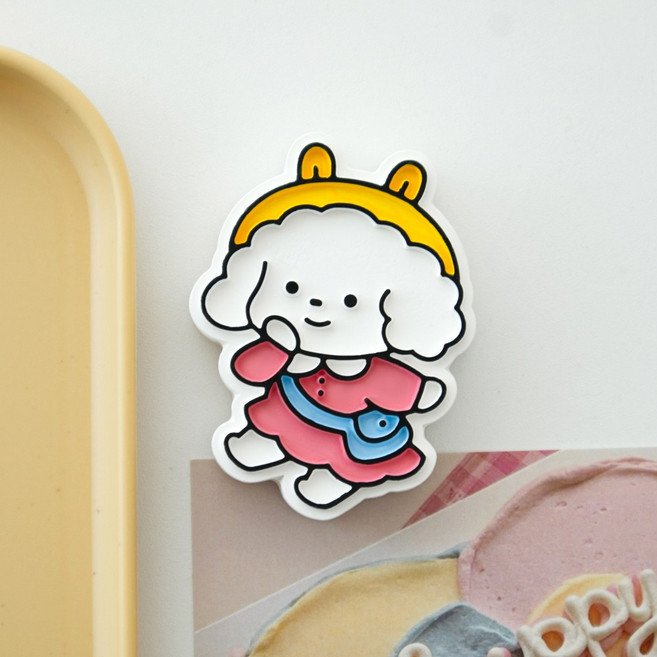 푸린이 푸들 자석 석고방향제 차량용 인테리어 소품 디퓨저 생일 신혼부부 집들이 선물, 핑크푸린이, 차량용 클립, 잉글리쉬 페어 앤 프리지아