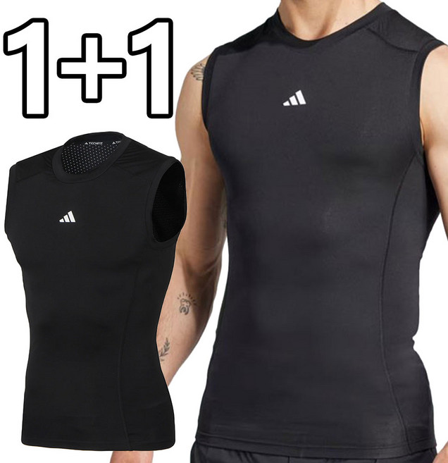 [1+1] 아디다스 민소매 스포츠 나시 나시티 TF 블랙 남여공용 운동복 + ALS 마스크