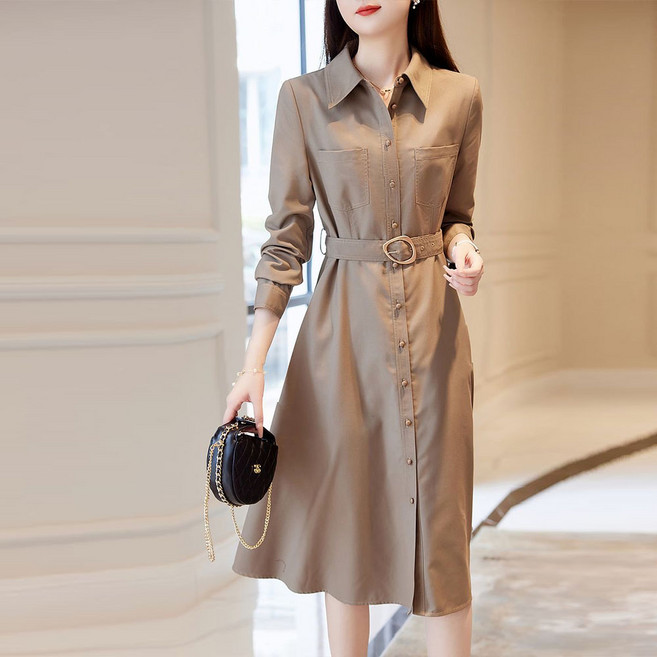 루스리더 여성 벨트 셔츠원피스 롱셔츠 드레스 루스리더 EZ55