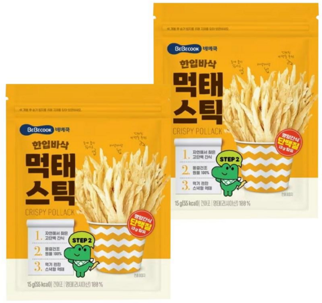 베베쿡 한입 바삭 먹태스틱, 먹태맛, 15g, 2개