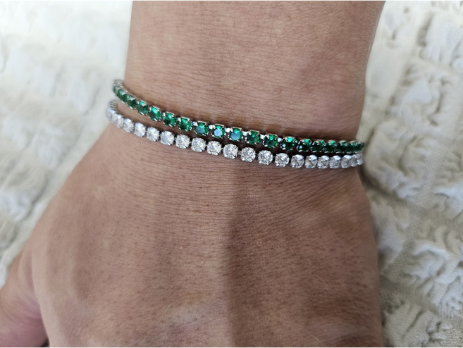 뉴뱅샵 써지컬 스틸 팔찌 남자 여자 테니스 팔찌 지르코니아 커플