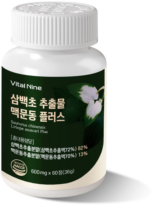 오아셀바이오 삼백초추출물 맥문동플러스 식약처인증시설 100% 퀘르세틴, 1개, 60정