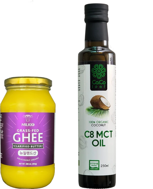 밀키오 목초사육 기버터 Ghee 500mL + 코코리프 유기농 MCT C8 250mL, 1개 - 쿠팡