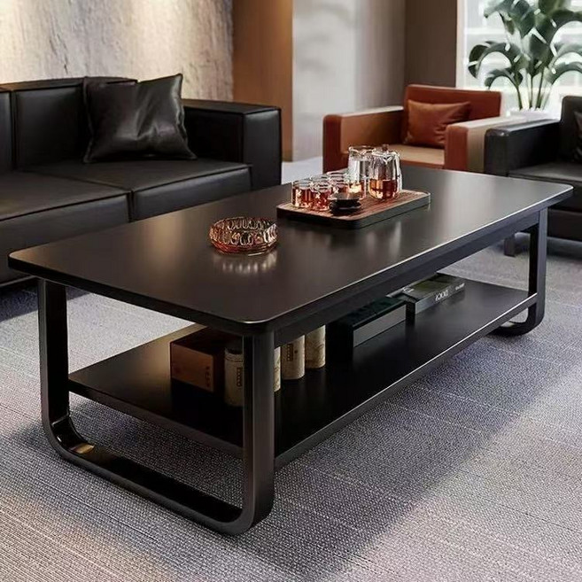 가정용 거실 소파 테이블 2단 원목 티테이블 및 사무실 다과상 모던 미니멀리스트 커피 테이블 1200, 블랙
