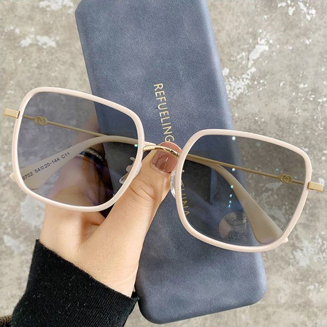 DZX 남녀 공용 오버사이즈 변색 패션 안경 기본 패션 블루라이트 차단 선글라스