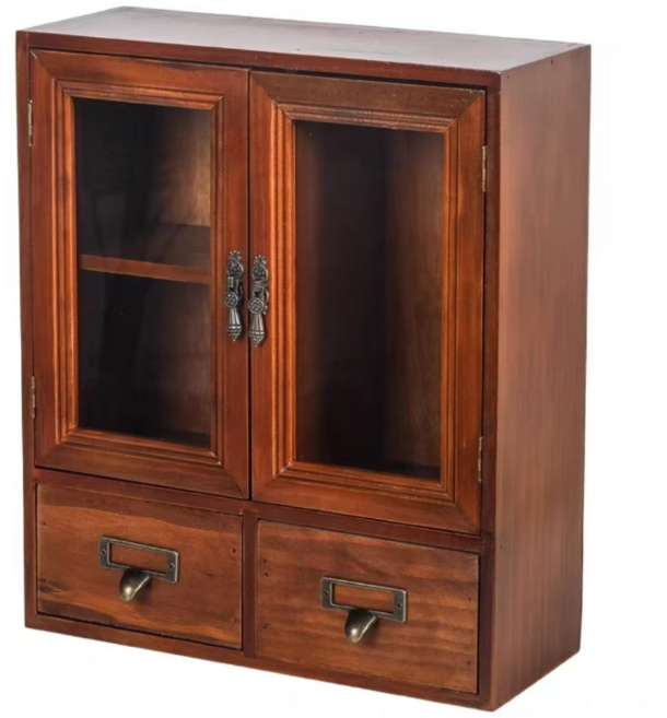 Deokol 독창성 미니수납장 서랍장 빈티지가구, 적갈색.