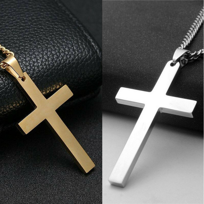 DZX 남녀 공용 데일리 패션 티타늄 스틸 십자가 목걸이 클래식 글램 변색없는 십자가 목걸이 1+1