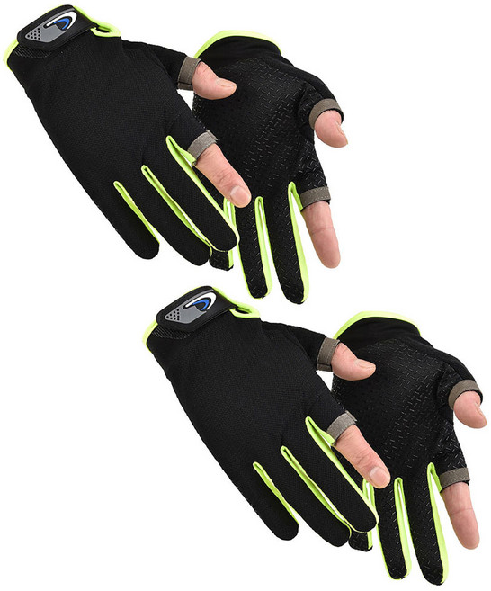 오마이남친 스마트폰 터치 오토바이 장갑, 블랙/형광 2개 세트, 1개