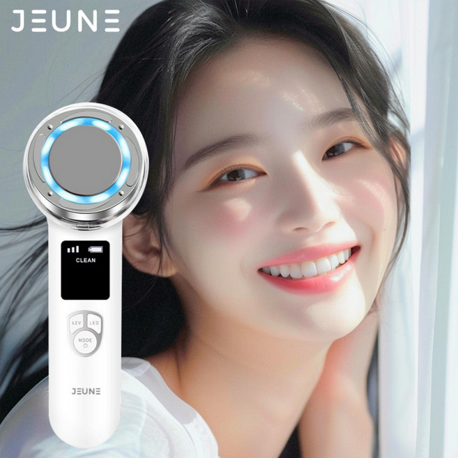 젠느 뷰티디바이스 HIT-J100 얼굴마사지기 피부미용기기 갈바닉 고주파마사지기 전동세안기 피부쿨링기 홈케어기기 붓기제거, 화이트