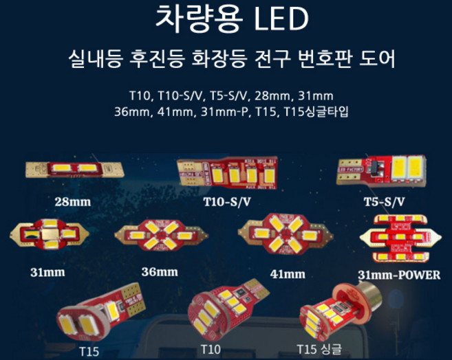 자동차 LED 실내등 후진등 화장등 전구 번호판 도어 차량 LED, T5-S/V, 1개