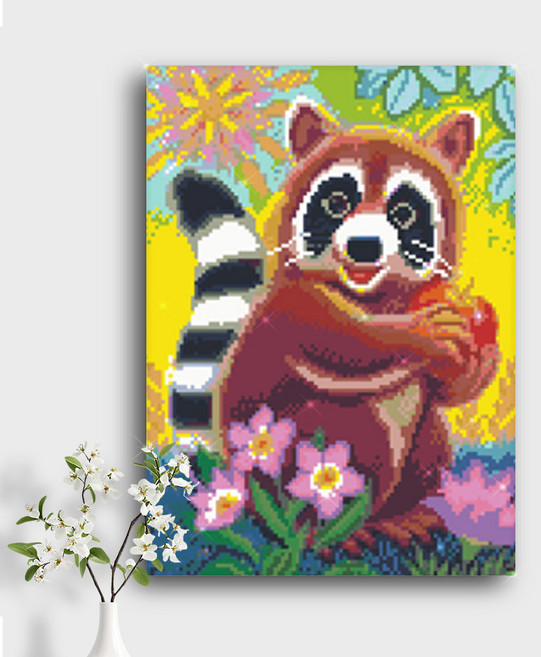 오늘의오브제 DIY 보석십자수 캔버스형 40x30cm, A3_21_행복한 너구리, 1개