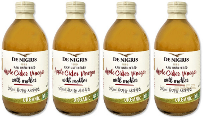 데니그리스 유기농 사과식초 천연발효 코스트코 식초 애사비, 500ml, 4개