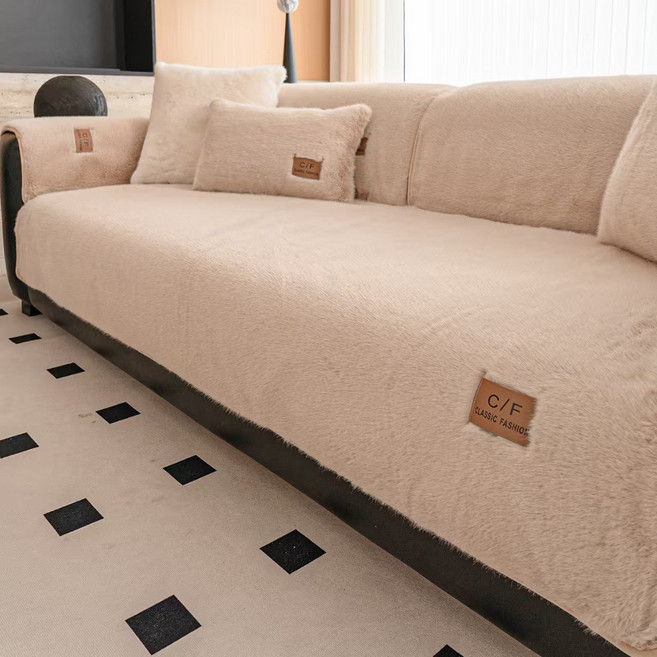 FEIFAN 겨울 미끄럼방지 극세사 토끼털 소파패드 4인용