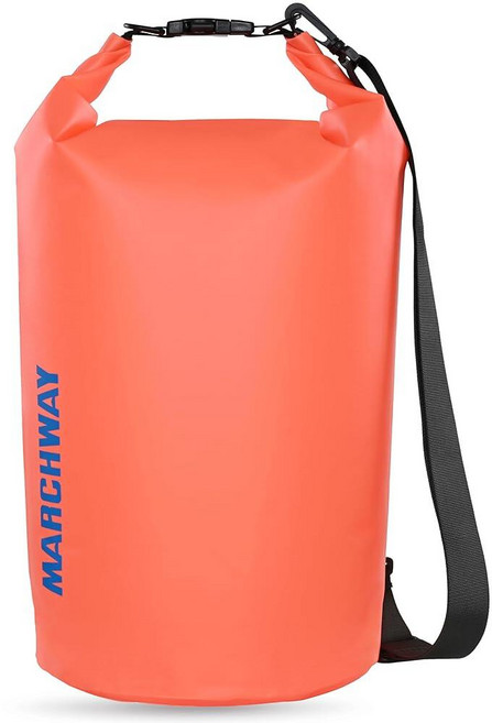 미국출고 평점4.5+ 236763 MARCHWAY 물에 뜨는 방수 드라이백 5L/10L/20L/30L/40L 카약/레프팅/서핑/수영/캠핑/하이킹/해변/스키/스노우보드/산악, 5L, 주황색