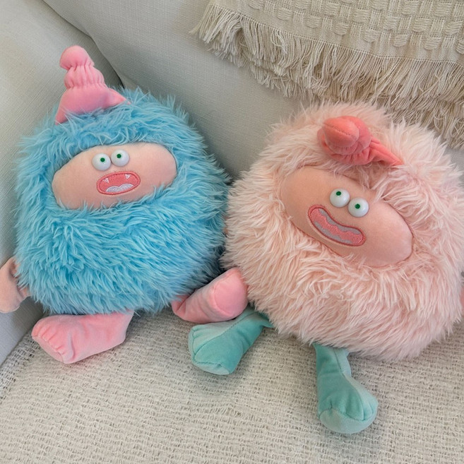 털복숭이 인형 40cm 귀여운 부들부들 애착 선물, 블루