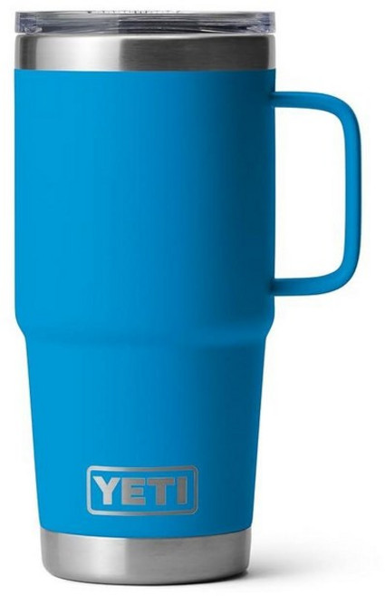 YETI Rambler 591.5ml(20온스) 여행용 머그 스테인리스 스틸 진공 단열 스트롱홀드 뚜껑 빅 웨이브 블루, Seafoam