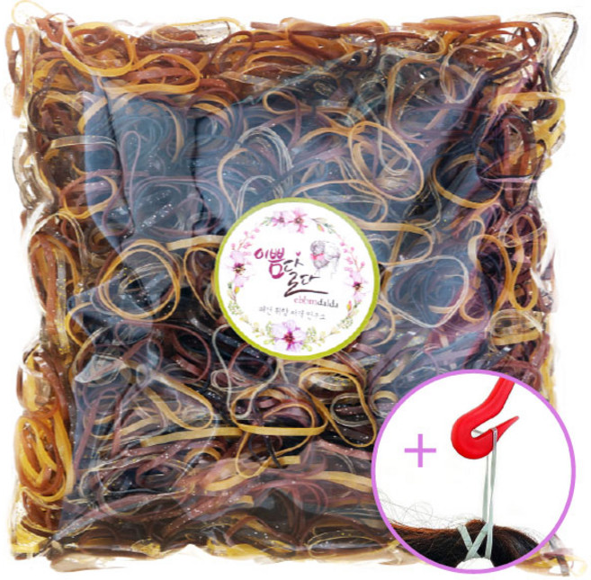 이쁨달다 봉팅클L+이지컷 봉봉 칼라헤어끈 칼라고무줄 100g 이쁨밴드