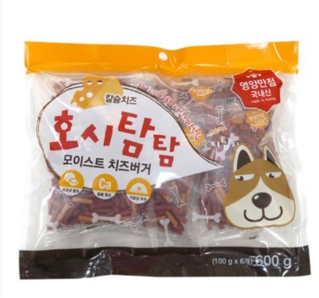 호시탐탐 강아지 모이스트 치즈버거 져키, 치즈맛, 600g, 4개