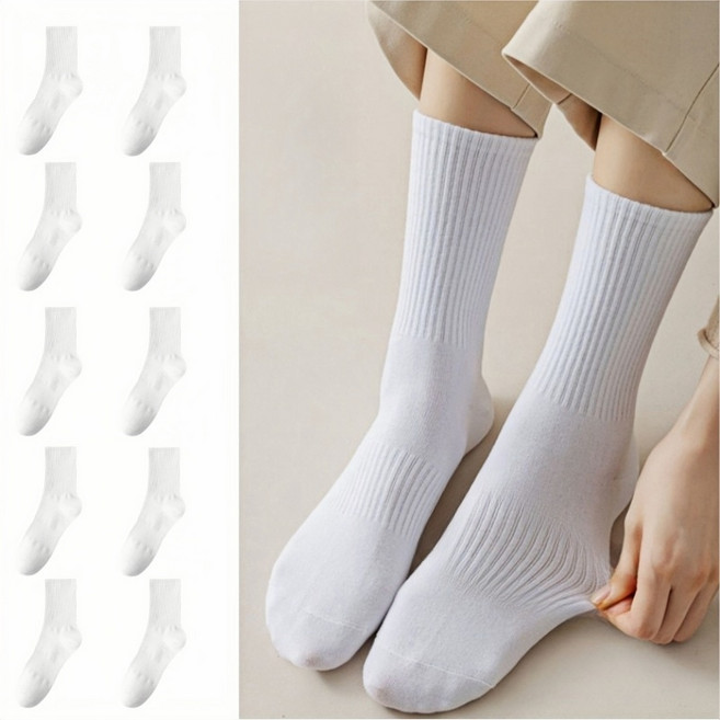 뷰티 여성 무지 중목 양말 10켤레