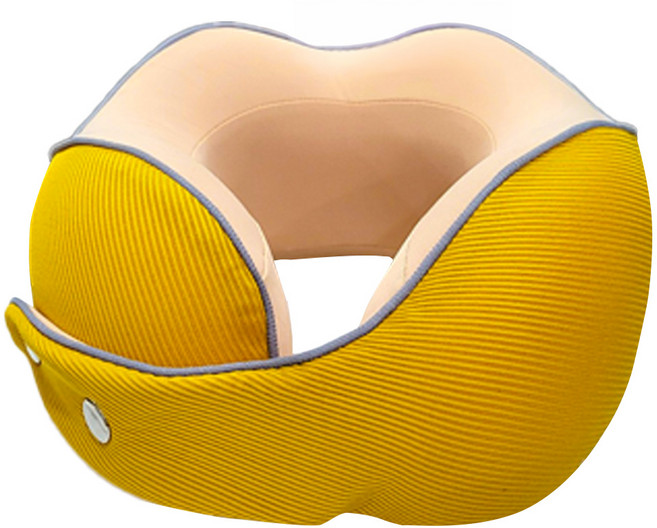 우디우디 여행용 기내용 메모리폼 목베개 쿠션 (EVA 마카롱 케이스), 옐로우