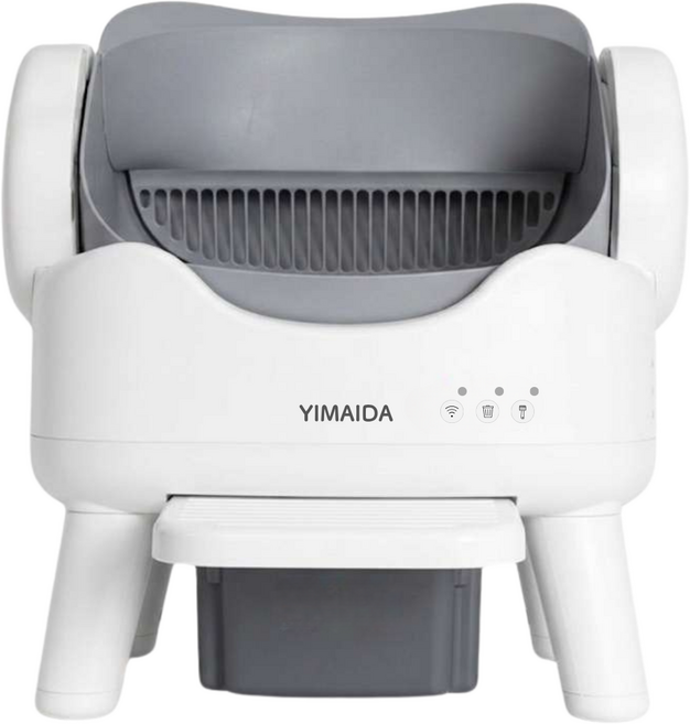 YIMAIDA YMD-102T 스마트 고양이 자동 화장실 APP 연동 저소음 안전센서 한국 버전, 화이트&그레이, 1개