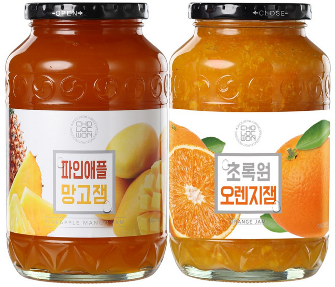 초록원 파인애플망고잼 1kg+오렌지잼 1kg, 2개, 1kg