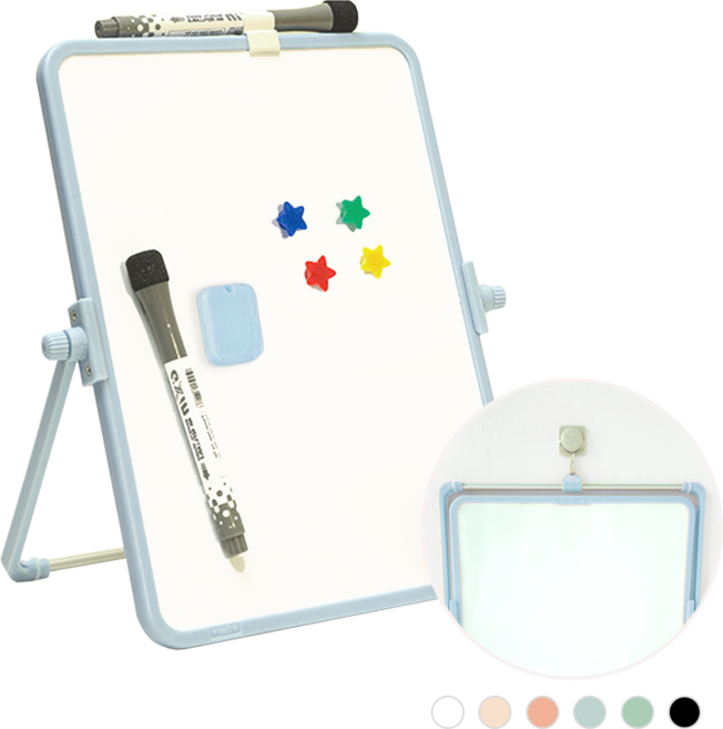 하루아즈 양면 미니 화이트보드 탁상용 벽걸이용 미니칠판 자석 메모보드, 스카이블루