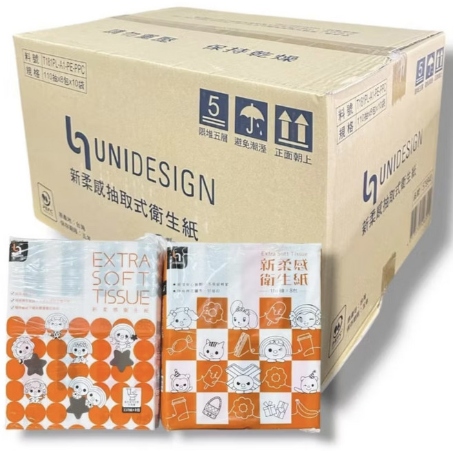 UNIDESIGN 新柔感抽取式衛生紙, 8套, 110張