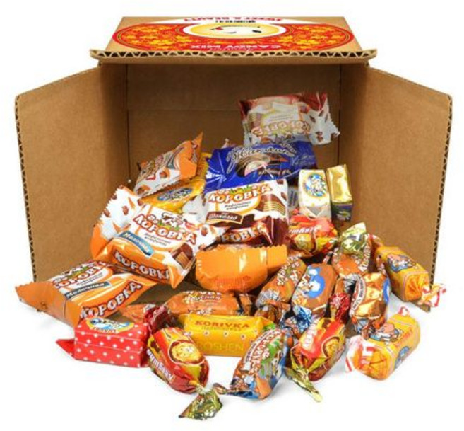 최고의 러시아 캔디 "Korovka" 세트 - 수플레 웨이 Best Russian Candy "Korovka" Set - Souffle Wafer Taffy - 2 LB (1, 1개, 907.18g