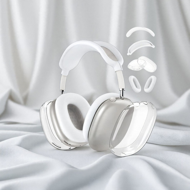 모가비 에어팟 맥스 올인원 케이스 세트 4 in 1, 투명 / 화이트/ 화이트, 1세트, MOG-9158