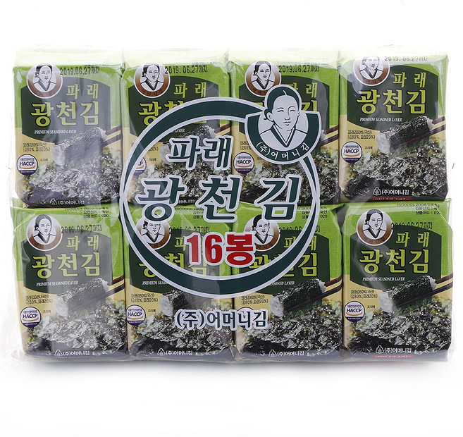 [광천어머니김 본사 발송] 파래16단 도시락김, 4g, 64개
