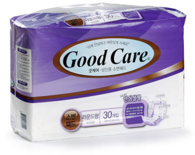 굿케어 라운드형 30매 4팩 성인용기저귀 패드, 30개입, 4개