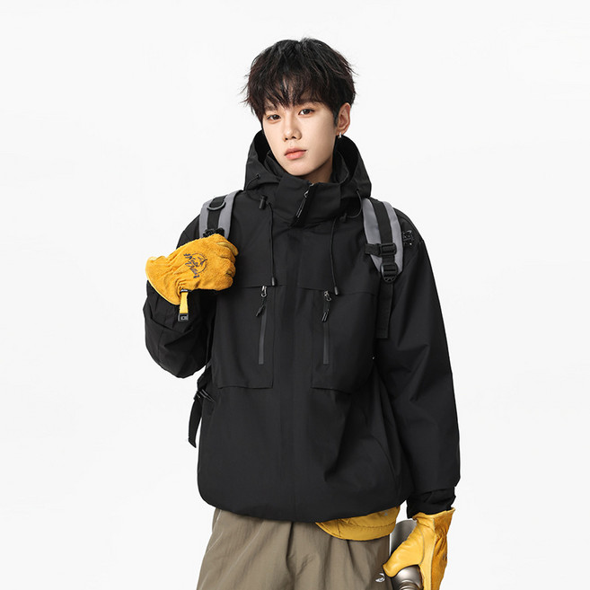 3-in-1 바람막이+플리스 세트 커플 바람막이 방수 후드 점퍼 아웃도어 바람막이 후드 등산복 아웃도어 겨울 점퍼