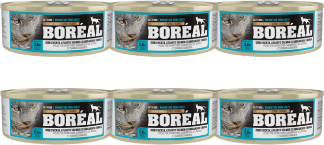 보레알 캣 고양이 주식캔 습식사료, 닭+연어+오리, 80g, 6개