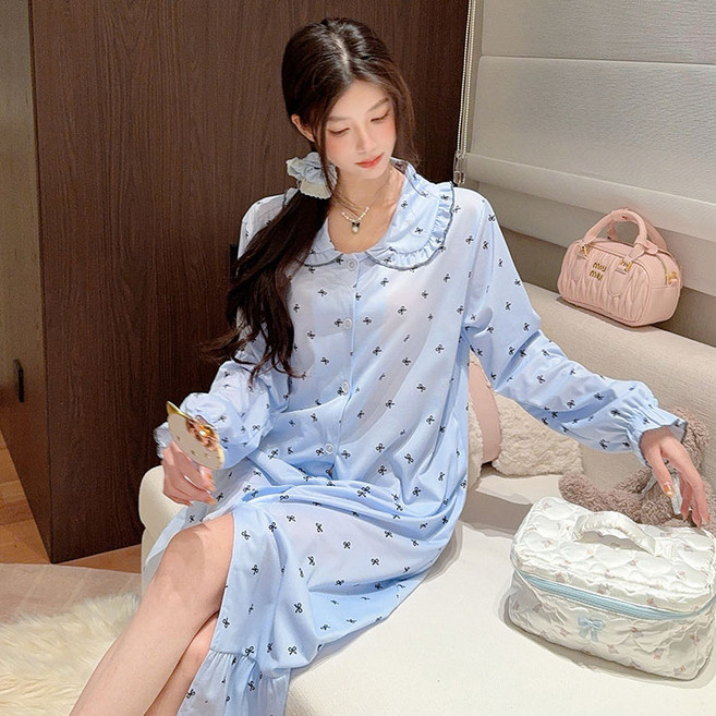 55-120 뚝떨어지는 루즈핏 빅사이즈 데일리 롱 원피스 잠옷 샤워가운
