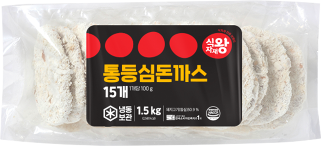 식자재왕 통등심돈까스, 15개, 100g