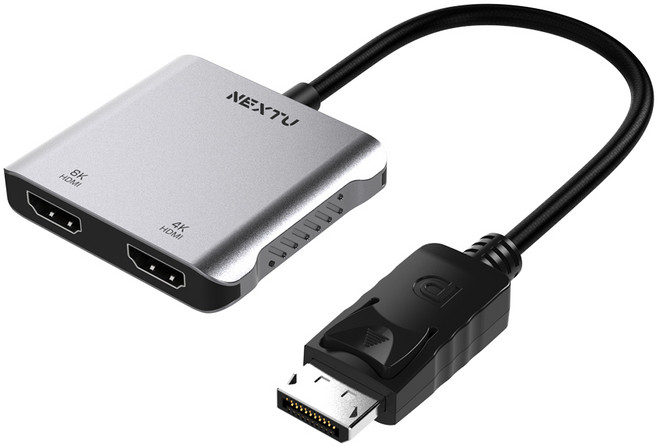 /NEXTU DPH3117-4K DisplayPort to 듀얼 HDMI 컨버터/C타입 보조전원/8K UHD 30Hz/MST 확장 동시 사용/확장 복제 모드지원, 1개