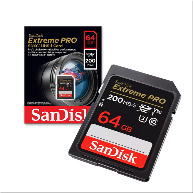SANDISK Extreme PRO V30 U3 SDHC SDXC 高速專業攝影錄影記憶卡, 1個, 64GB 200MB, 64GB