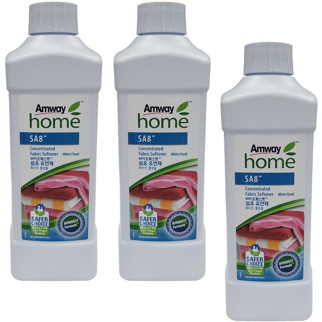 암웨이 SA8 바이오퀘스트 농축 섬유유연제 화이트 플로럴 본품, 1L, 3개
