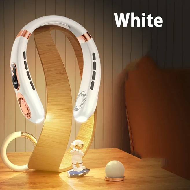 XIAOMI 2025 목 팬 USB 충전식 냉각 5 속도 조절 가능한 쿨러 디지털 디스플레이 Bladeless 넥 밴드, 02 하얀색