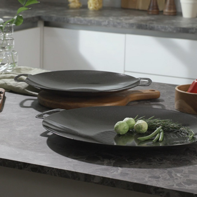 국내생산 포스코사 100% 무쇠 그리들팬 IH인덕션 겸용 도자기코팅 캠핑&가정용 누룽지, 1개, 40cm