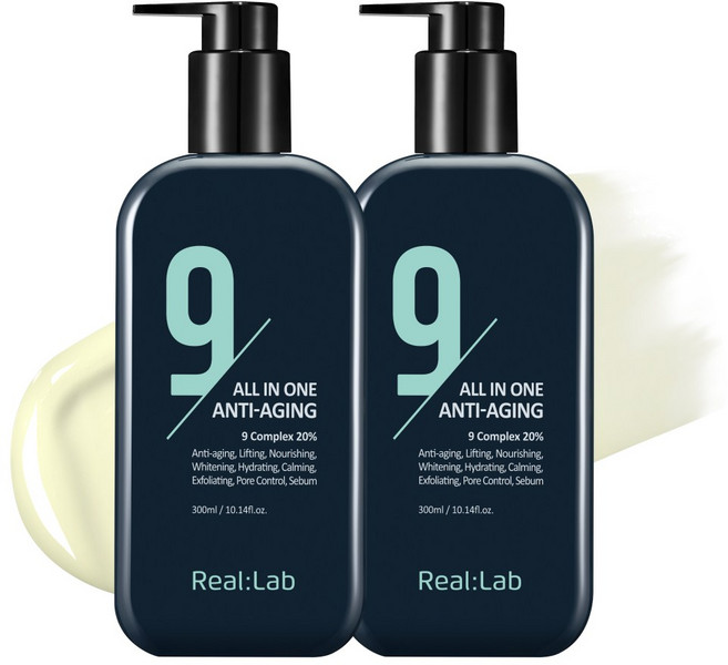 리얼랩 나인 남성 올인원 스킨 로션 기초 화장품, 300ml, 2개