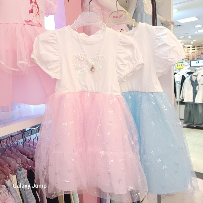 로엠걸즈) 별의+보석목걸이 스팽글 샤원피스 (핑크 블룩)