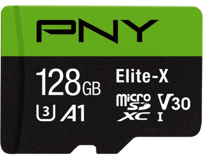 PNY Elite-X Micro SD 128GB U3 V30 A1 클래스 10 최대 100MBs – PDU128U3100EX-GE, 1개