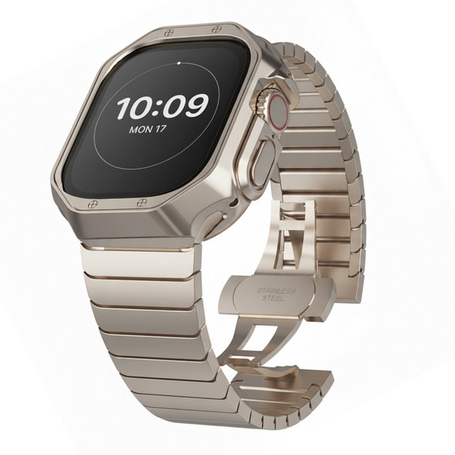 아이비온 애플워치 링크브레이슬릿 + 아머 케이스 세트 40 44, 스타라이트, 1개